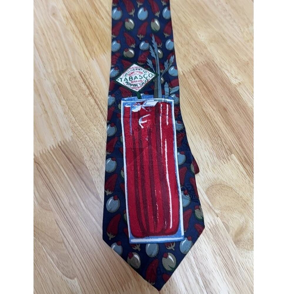 Tabasco Themed Necktie with Chili Pepper and Drink Design and Recipe